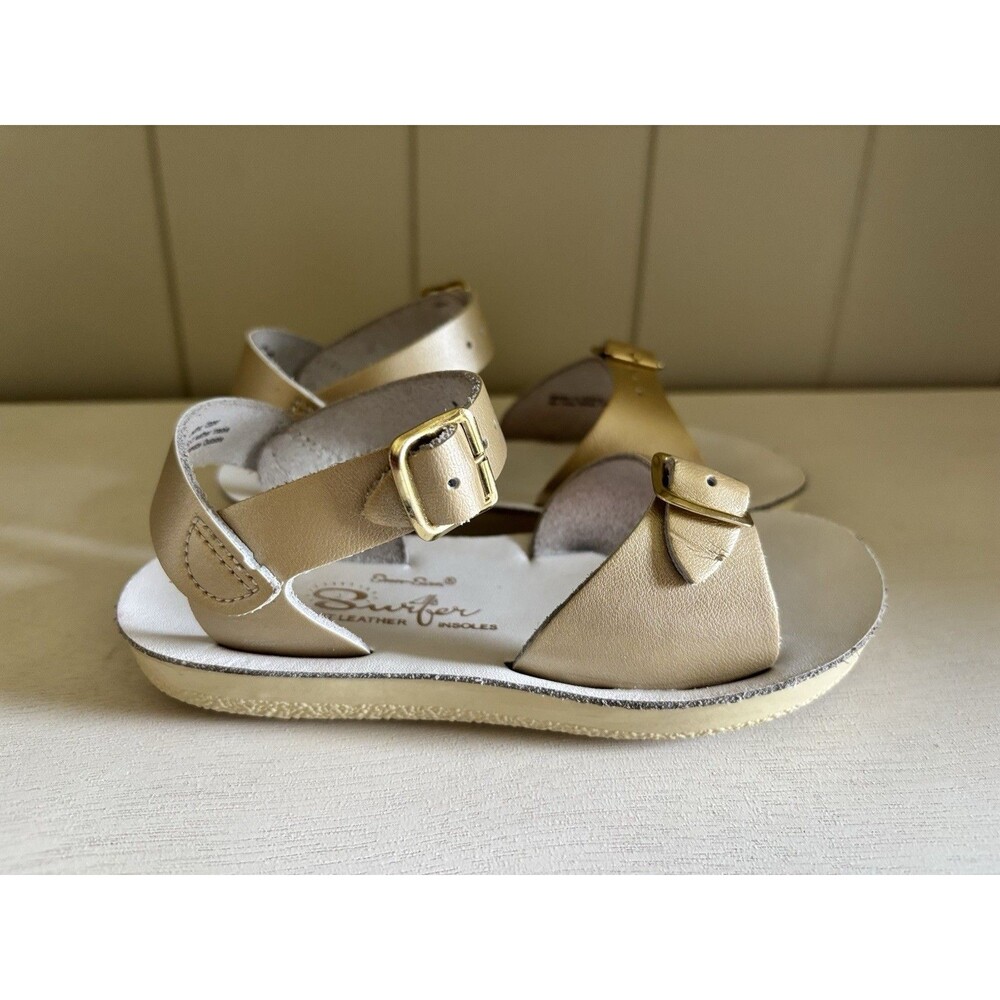Sun San Surfer Salt Water Sandals Gold Shimmer Sz 10 Kids Youth Girls